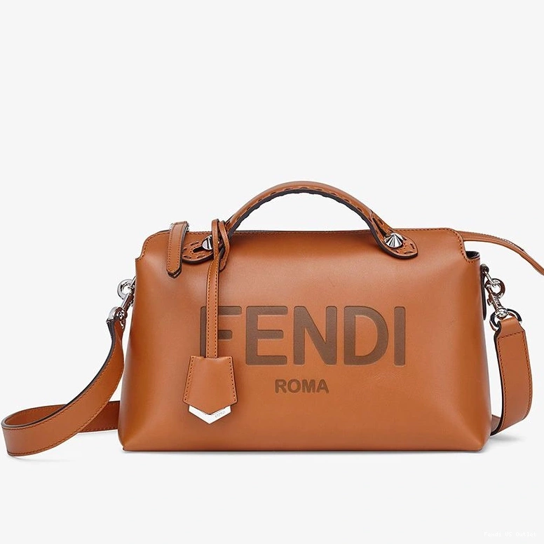 HOT Leather Boston Fendi Medium Bag Logo Calf In The Brown Way By ROMA 0708